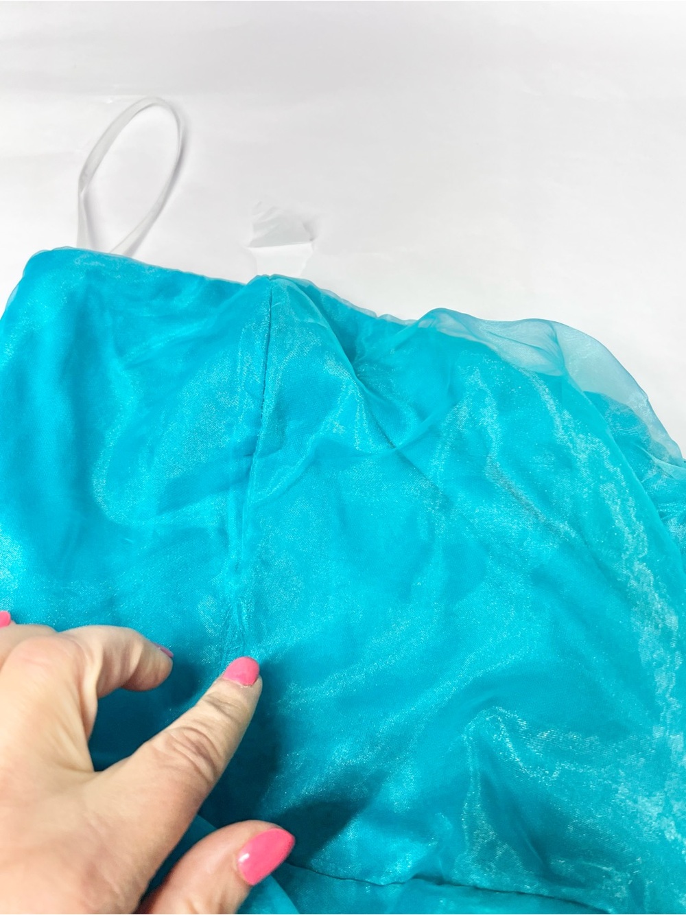 Lulus Exquisite Ease Teal Green Organza Strapless Ruffled Maxi Dress Size S NWT - Picture 8 of 13